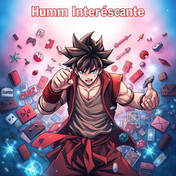 A captivating and immersive thumbnail combining elements from anime, games, movies, and manga, featuring a determined protagonist inspired by anime characters in a battle pose