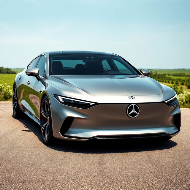 A sleek, modern vehicle design that blends the elegance of a 2018 Mercedes C220 with the sporty aesthetics of a 2022 Volkswagen Arteon