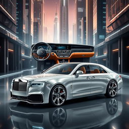 A stunning blend of a 2018 Mercedes C220 and a 2023 Rolls Royce Phantom, showcasing a futuristic design