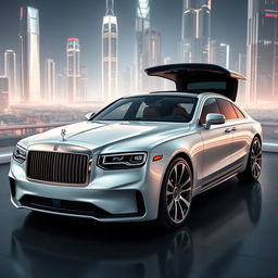 A stunning blend of a 2018 Mercedes C220 and a 2023 Rolls Royce Phantom, showcasing a futuristic design