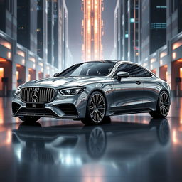 A stunning blend of a 2018 Mercedes C220 and a 2023 Rolls Royce Phantom, showcasing a futuristic design