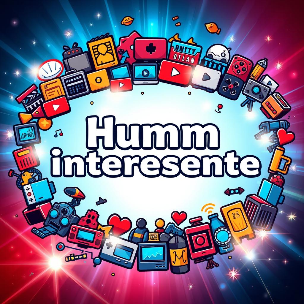 An engaging and colorful thumbnail featuring the channel name 'Humm Interessante' prominently displayed in the center