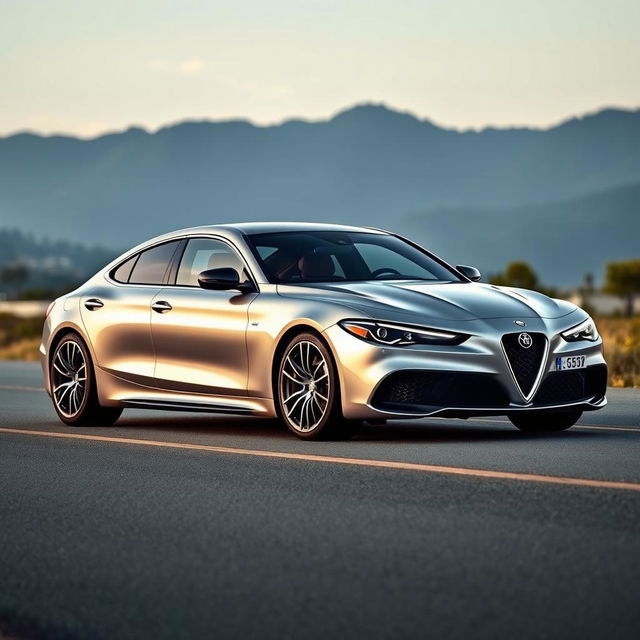 A stunning fusion of a Mercedes C220 and the 2024 Alfa Romeo Stradale 33, featuring sleek lines and an aerodynamic body shape