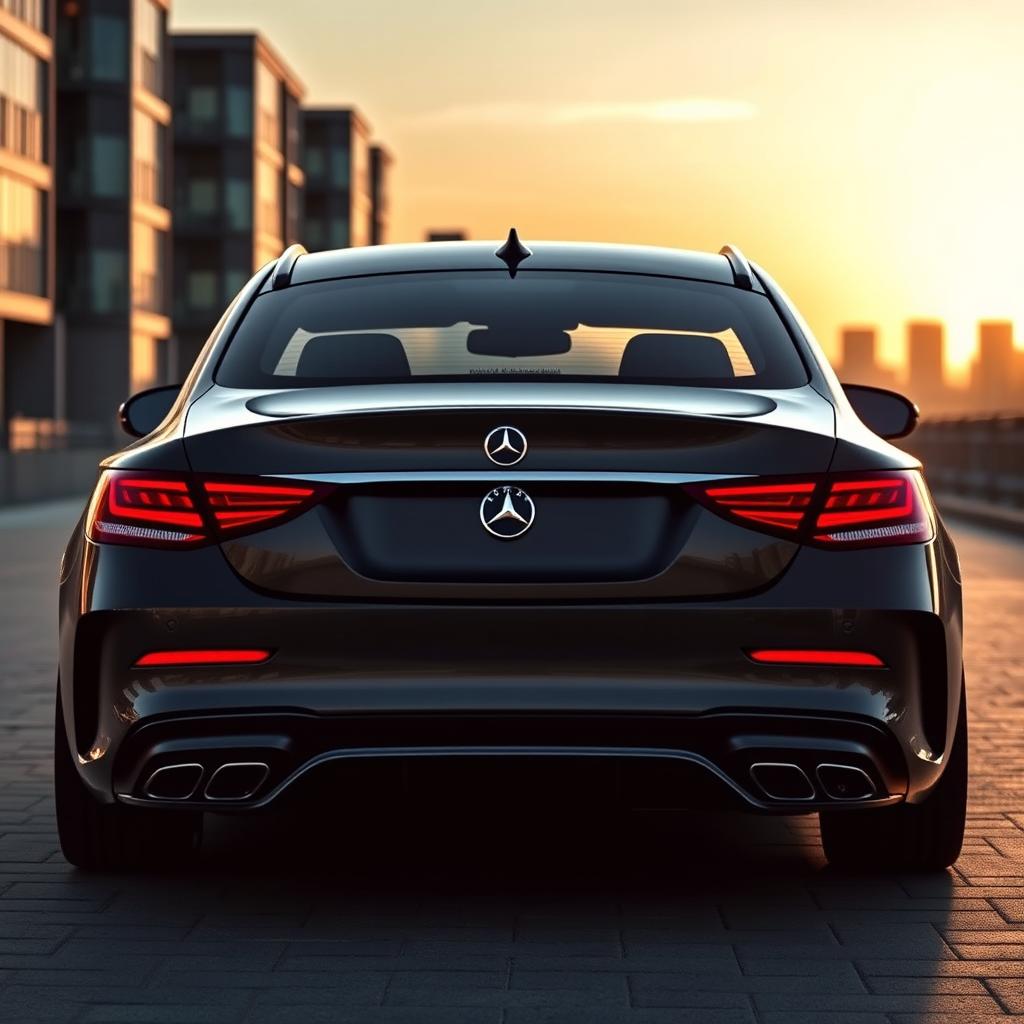 A stunning blend of a Mercedes C220 and a 2024 Alfa Romeo Stradale 33 viewed from the rear