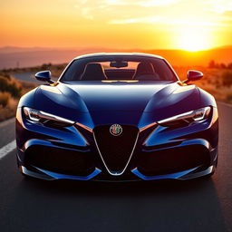 A stunning 2024 Alfa Romeo Stradale 33 designed in the style of a Bugatti, showcasing sleek lines and aerodynamic curves