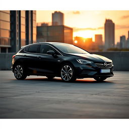 A stunning 2023 Opel Astra in sleek black color, showcasing its modern design and aerodynamic lines