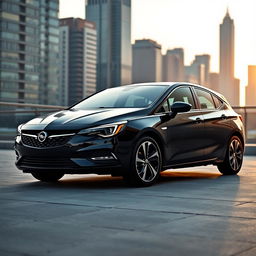 A stunning 2023 Opel Astra in sleek black color, showcasing its modern design and aerodynamic lines