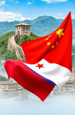 A vibrant and creative composition featuring the flags of China and Panama intertwined artistically