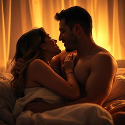 An intimate and passionate scene depicting an erotic encounter between two consenting adults