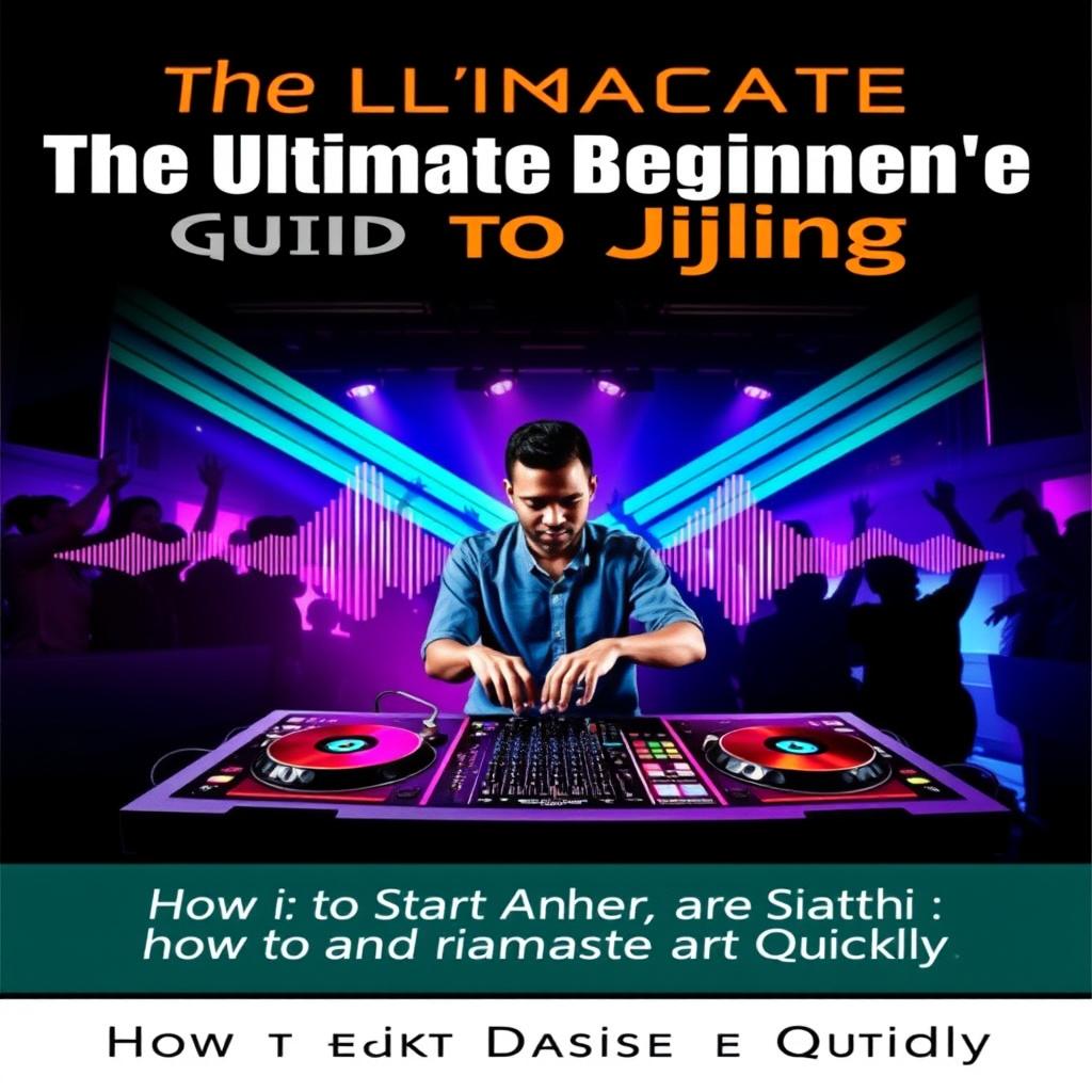 An engaging book cover for 'The Ultimate Beginner's Guide to DJing: How to Start and Master the Art Quickly'