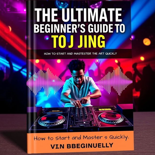 An engaging book cover for 'The Ultimate Beginner's Guide to DJing: How to Start and Master the Art Quickly'