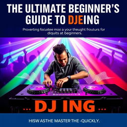An engaging book cover for 'The Ultimate Beginner's Guide to DJing: How to Start and Master the Art Quickly'
