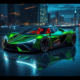 A futuristic sports car that creatively combines elements of the Lamborghini Countach 2024 and the Mercedes AMG One, featuring a completely unique design with striking aerodynamics and sleek lines
