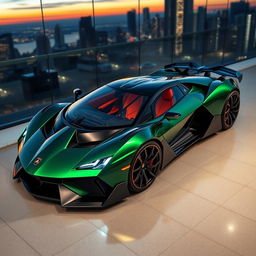 A futuristic sports car that creatively combines elements of the Lamborghini Countach 2024 and the Mercedes AMG One, featuring a completely unique design with striking aerodynamics and sleek lines