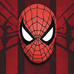 Generate an image of Spiderman's iconic mask, featuring the eye-catching red and black design with intricate web detailing, placed on a solid, contrasting background