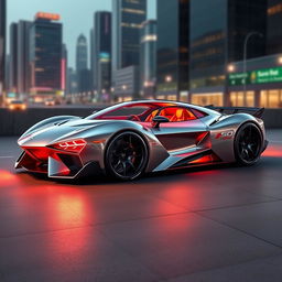A unique and imaginative concept car design that merges the futuristic Lamborghini Sesto Elemento with the classic 1957 Chevrolet Bel Air and the high-performance Mercedes AMG One