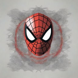 Generate an image of Spiderman's iconic mask, featuring the eye-catching red and black design with intricate web detailing, placed on a solid, contrasting background