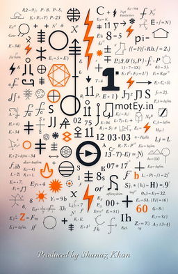 An intricate composition featuring various physics symbols, numbers, and representations of electricity, such as lightning bolts and circuit diagrams