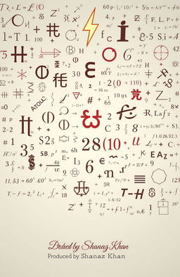 An intricate composition featuring various physics symbols, numbers, and representations of electricity, such as lightning bolts and circuit diagrams