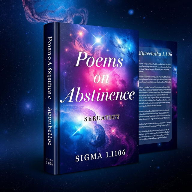 A full wrap around book cover design for a poetry collection titled 'Poems on Abstinence' by author 'Sigma 1106'