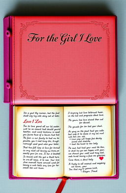 A beautifully designed memoir titled "For the Girl I Love" features a vibrant cover with your name elegantly embossed