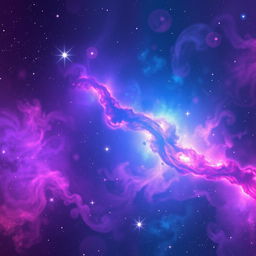 A stunning cosmic background filled with vibrant colors of deep space, showcasing swirling galaxies, sparkling stars, and nebulae