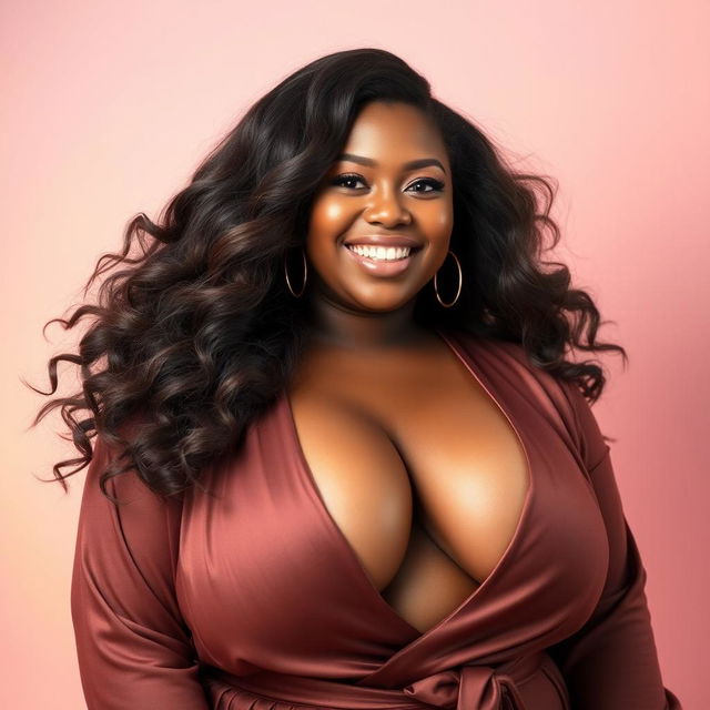 A beautiful plus-size woman with a confident and radiant expression