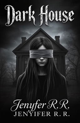 A mysterious girl with long black hair, her eyes covered with a blindfold