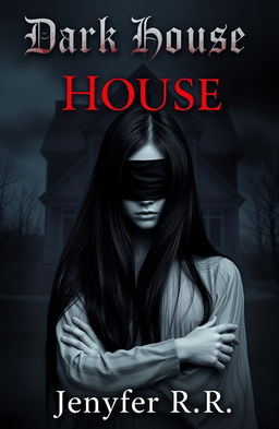 A mysterious girl with long black hair, her eyes covered with a blindfold