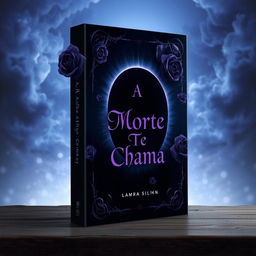 A dark-themed book cover featuring a striking combination of deep blue and purple hues