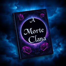 A dark-themed book cover featuring a striking combination of deep blue and purple hues