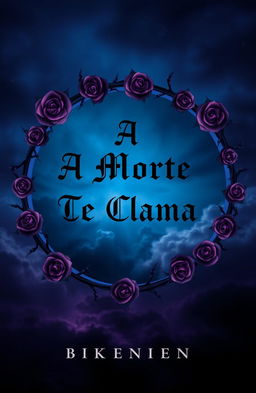 A dark-themed book cover design featuring deep shades of blue and purple, capturing the essence of an eclipse