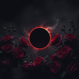 A dark atmosphere with a deep, dark sky featuring a beautiful eclipse