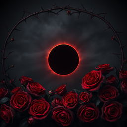 A dark atmosphere with a deep, dark sky featuring a beautiful eclipse