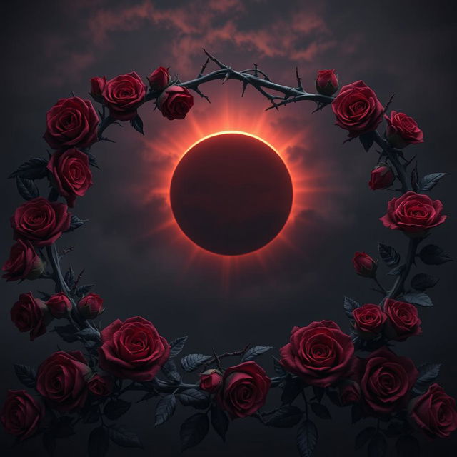 A dark, 3D atmosphere with a deep, dark sky featuring a beautiful eclipse