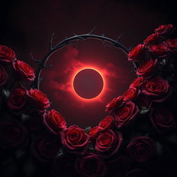 A dark, 3D atmosphere with a deep, dark sky featuring a beautiful eclipse