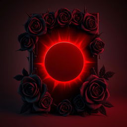 A dark-themed 3D book cover featuring rich shades of red and black