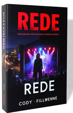 A captivating book cover that blends pop show glamour with the tension of a criminal mystery