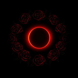 A dark-themed book cover design featuring deep shades of red and black