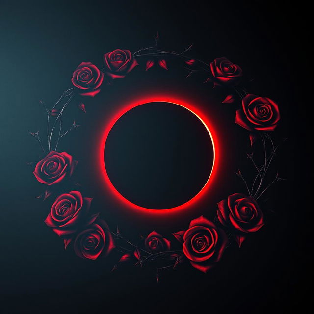 A dark-themed book cover design featuring deep shades of red and black