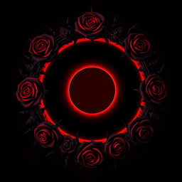 A dark-themed book cover design featuring deep shades of red and black