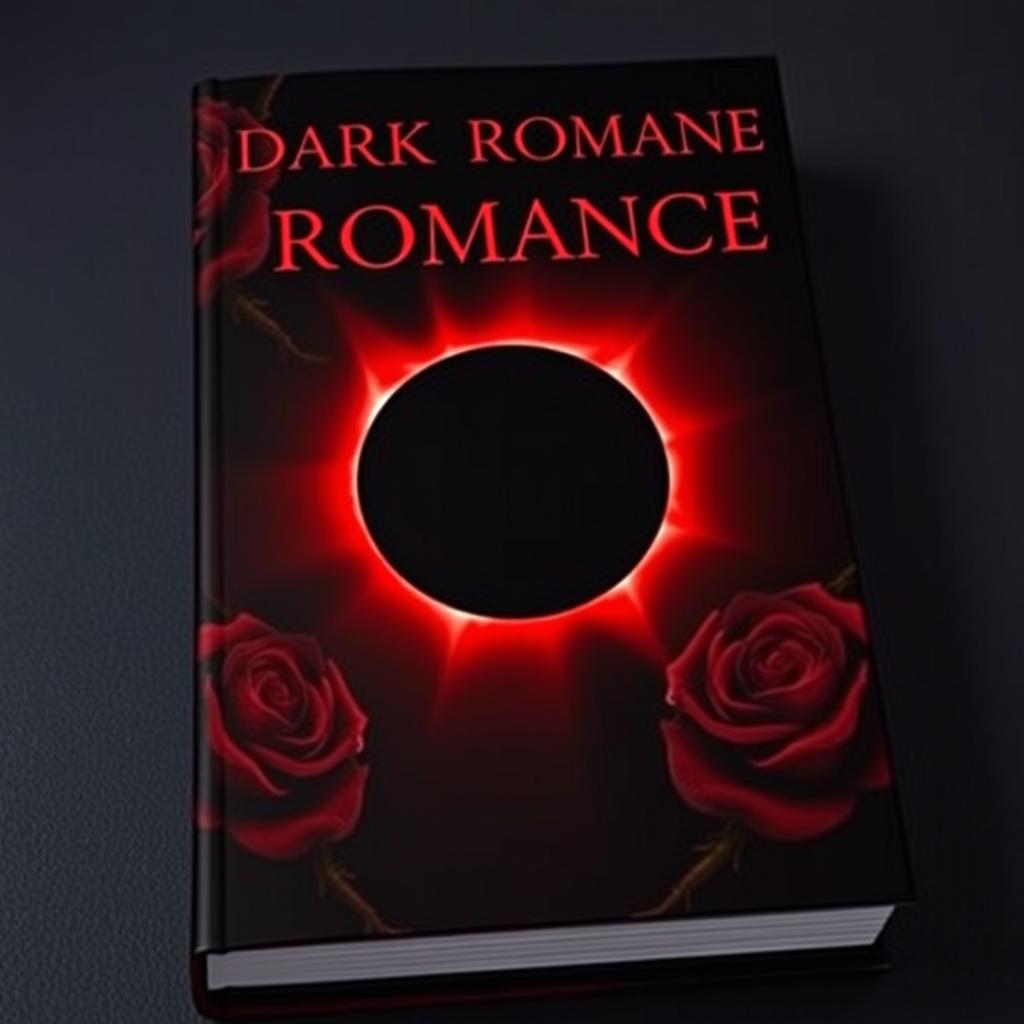 A dark romance-themed book cover featuring a rich palette of deep red and black