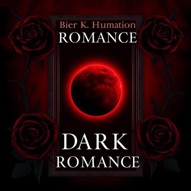 A dark romance-themed book cover featuring a rich palette of deep red and black
