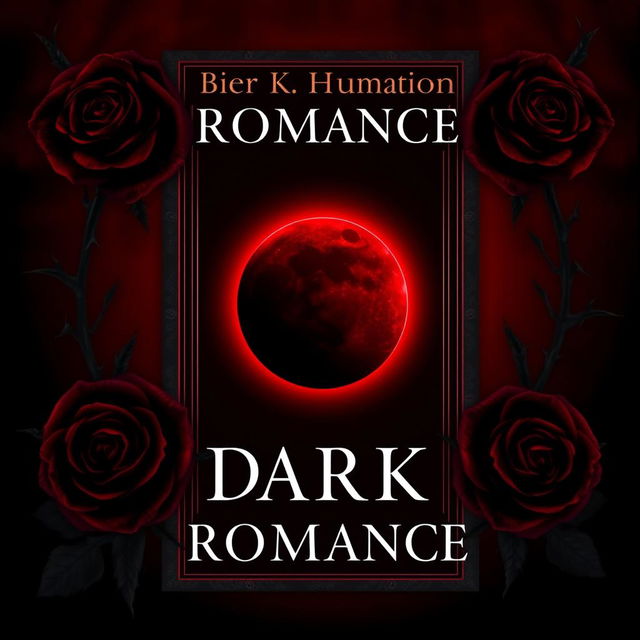 A dark romance-themed book cover featuring a rich palette of deep red and black