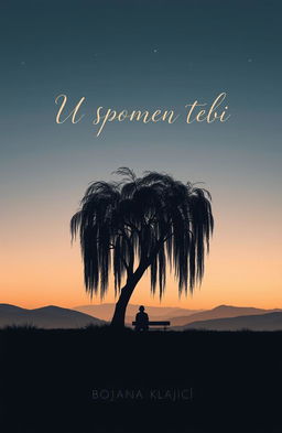 A melancholic book cover design for a poetry book titled 'U spomen tebi' by author Bojana Kljajić