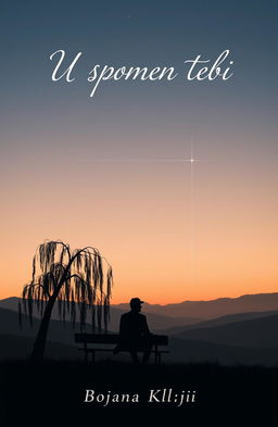 A melancholic book cover design for a poetry book titled 'U spomen tebi' by author Bojana Kljajić