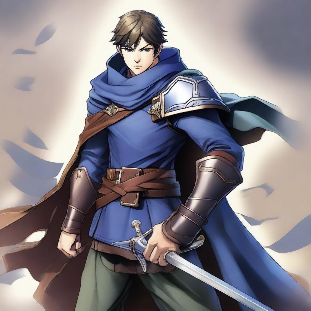 Ike, the renowned character from Fire Emblem, standing gallantly with his sword Ragnell