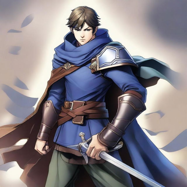 Ike, the renowned character from Fire Emblem, standing gallantly with his sword Ragnell