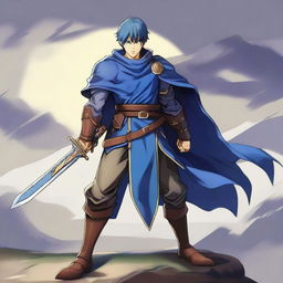 Ike, the renowned character from Fire Emblem, standing gallantly with his sword Ragnell