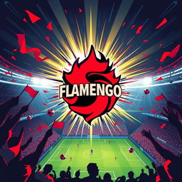 A vibrant and dynamic illustration celebrating the spirit of the Flamengo football team